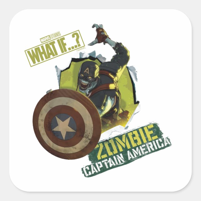 What If…? | Zombie Captain America Tearing Thru Square Sticker (Front)