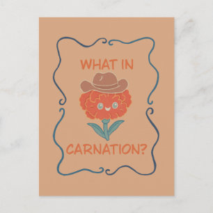 What in Carnation Funny Cowboy Flower Postcard
