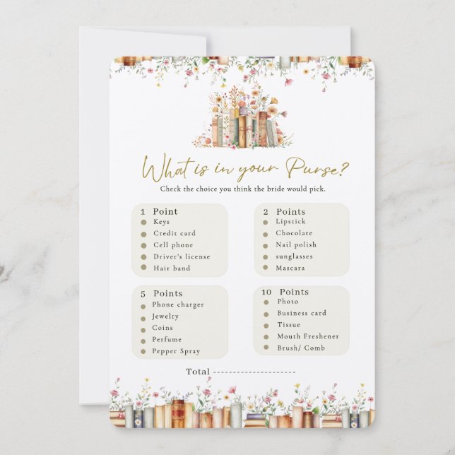 What in Your Purse Bridal Shower Book Theme Game   (Front)
