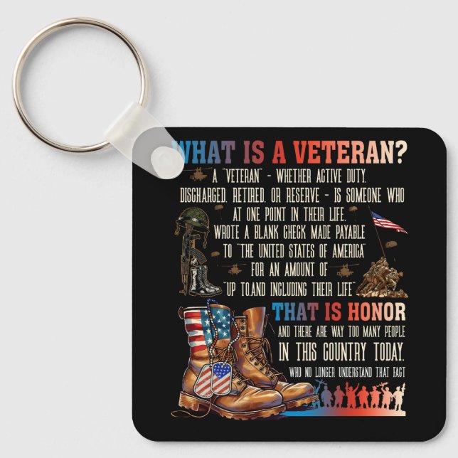 What Is A Veteran That Is Honor Patriotic American Keychain (Front)