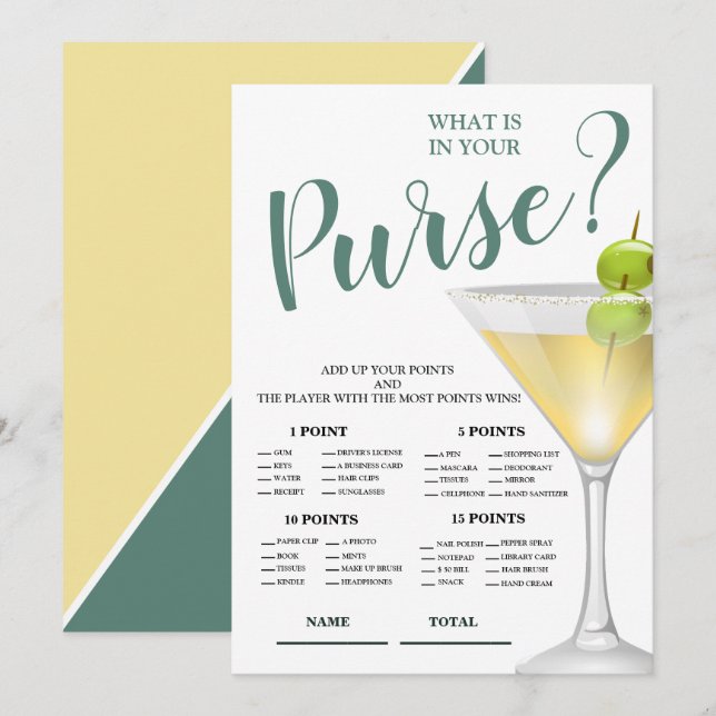 What is in Purse Elegant Bridal Shower  Invitation (Front/Back)