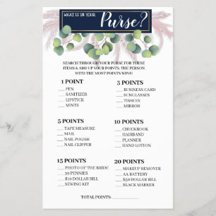 What is in your Purse Pampas Grass Game Card Flyer