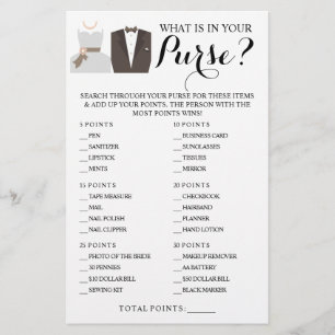 What is in your Purse Shower Game Card Flyer