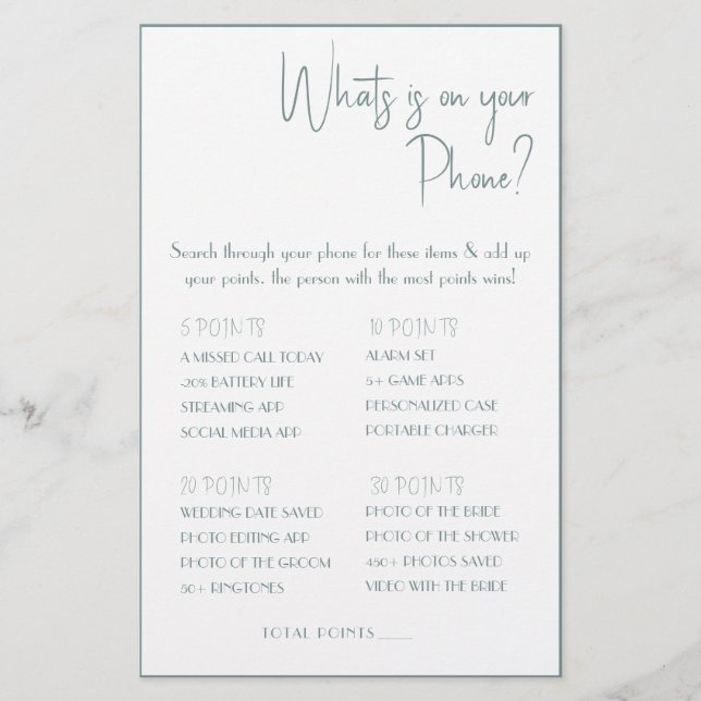 What is on your Phone? Game Card Flyer (Front)