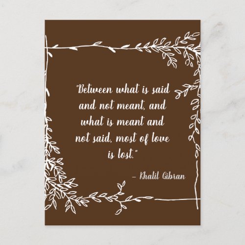 What Is Said and Meant Khalil Gibran Brown Postcard