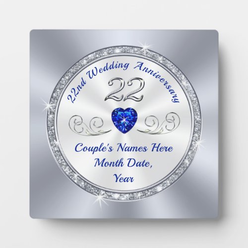 What is the 22nd Wedding Anniversary Gift Plaque