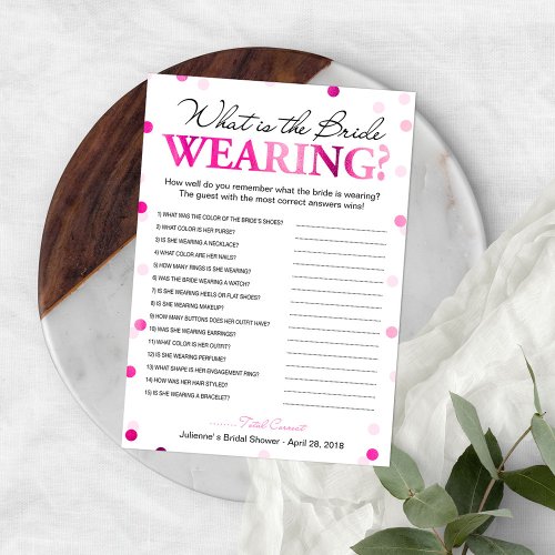 What is the bride wearing game  Magenta Confetti Invitation