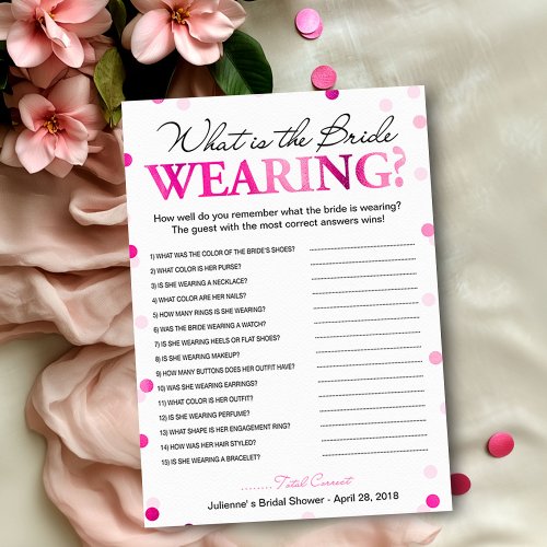 What is the bride wearing game  Magenta Confetti Invitation
