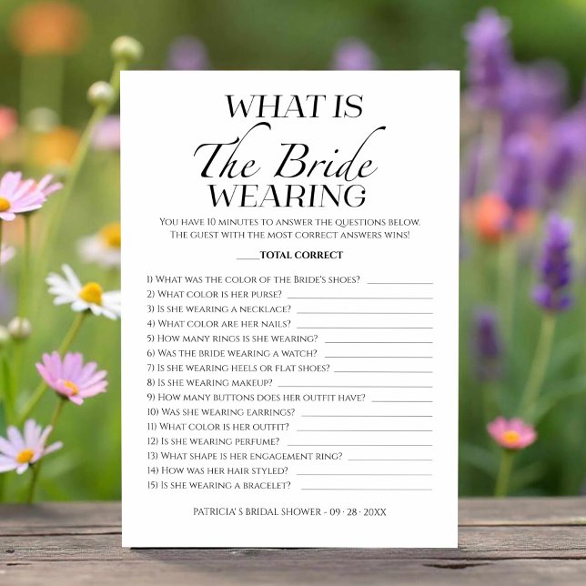 What Is The Bride Wearing Minimalist Game Card (Creator Uploaded)