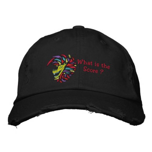 What is the score embroidered baseball cap