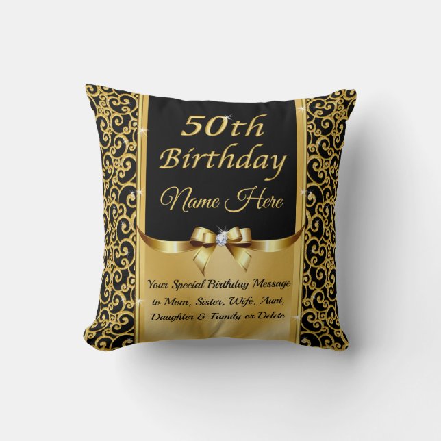 What is Traditional Gift for 50th Birthday? Gold Throw Pillow (Front)