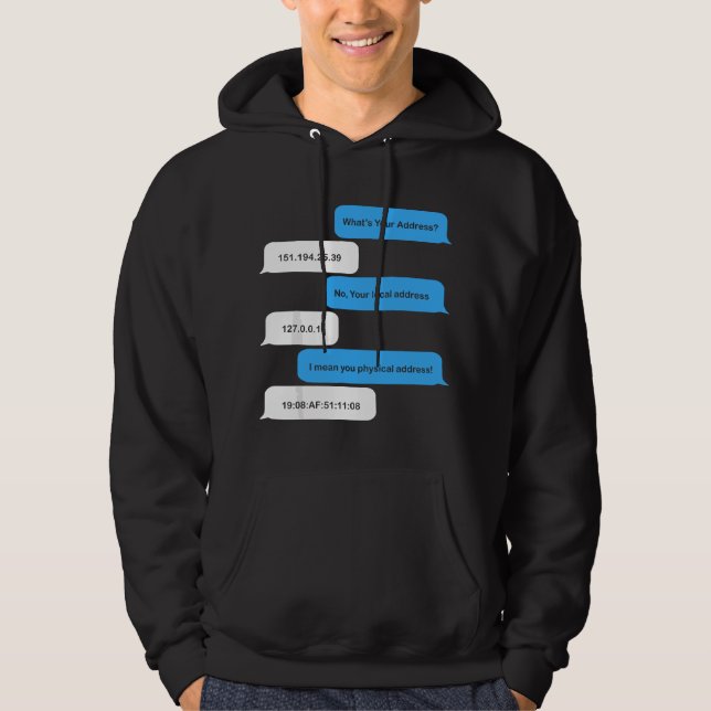 What Is Your Address Funny Networking Computer Hoodie (Front)