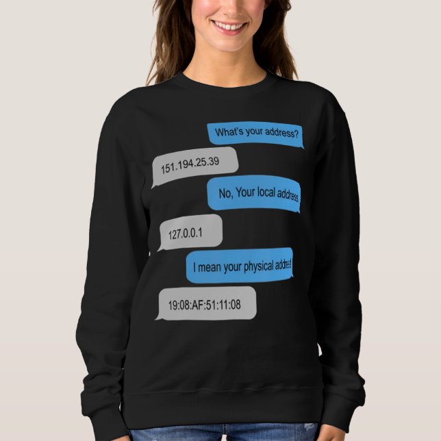 What Is Your Address I'm A Programmer No Your Loca Sweatshirt (Front)