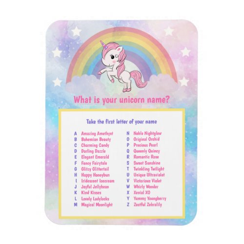 What is Your Unicorn Name Game Magnet