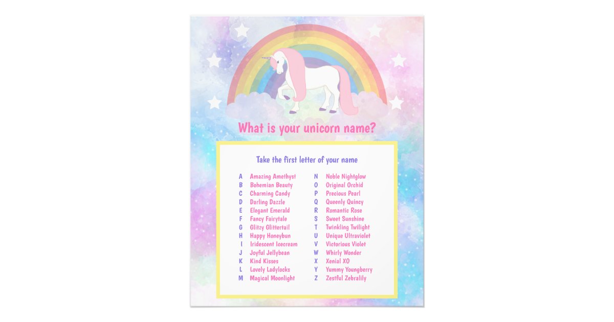 What is Your Unicorn Name Game Photo Print | Zazzle
