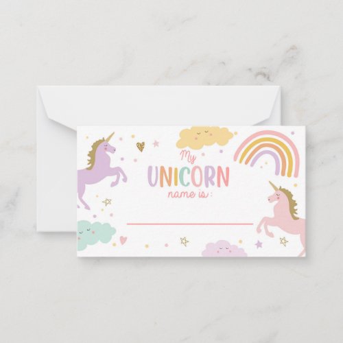 What Is Your Unicorn Name Magical Birthday Game Note Card