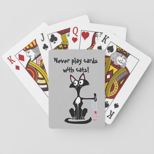 what knife funny cartoon cat holding bloody knife  poker cards