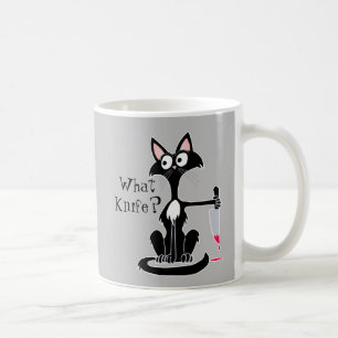 What knife Funny Cartoon Cat red bloody knife Cof Coffee Mug