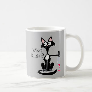 What knife Funny Cartoon Cat red bloody knife Cof Coffee Mug