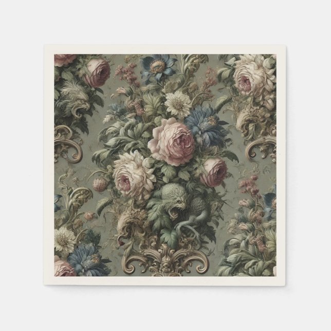 What Lies Beneath the Bloom – Gothic Victorian Napkins (Front)