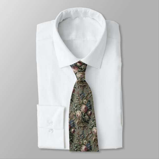 What Lies Beneath the Bloom – Gothic Victorian Neck Tie (Tied)