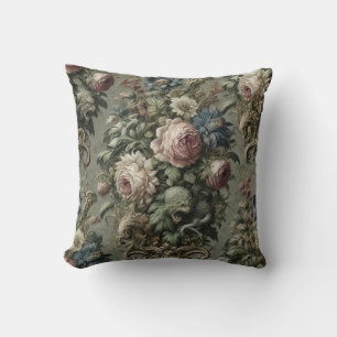 What Lies Beneath the Bloom – Gothic Victorian Throw Pillow