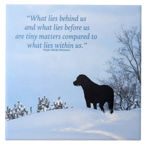 What Lies Within Us_ Motivational Quote_ Black Lab Ceramic Tile