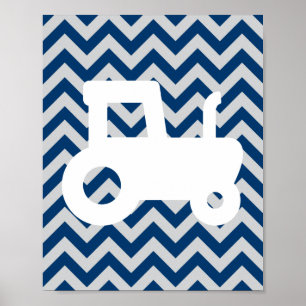 What Little Boys Are Made Of Blue and Gray Chevron Poster