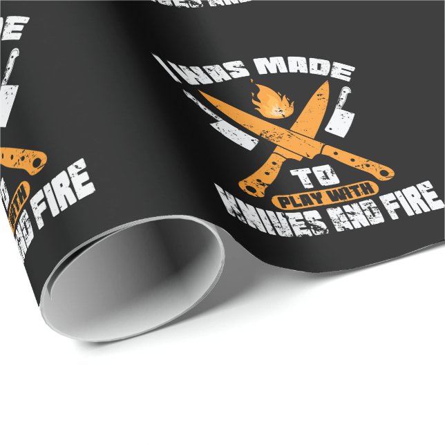 What Made To Play With Knives and Fire Kitchen Wrapping Paper (Roll Corner)