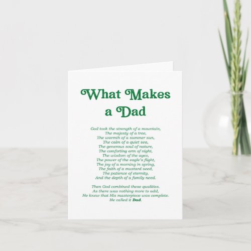What Makes a Dad Poem Fathers Day Card
