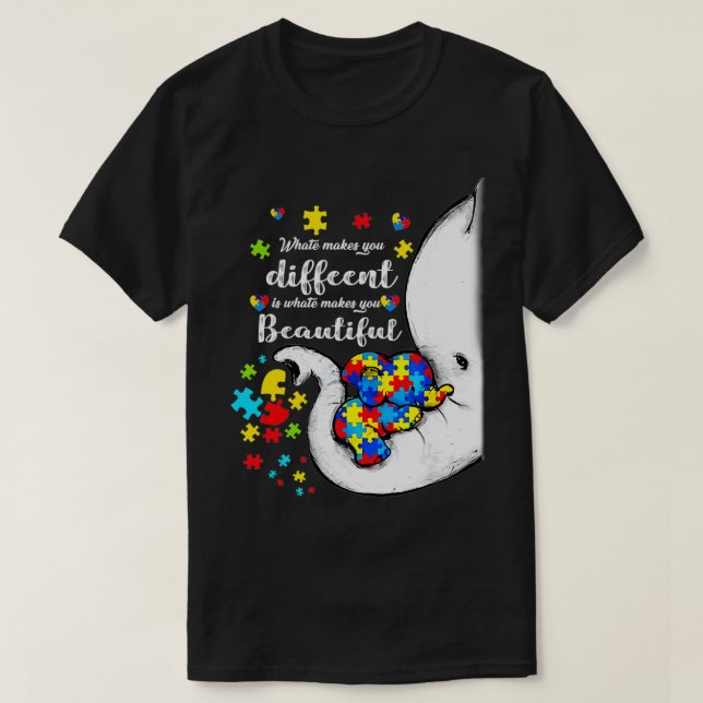 What Makes You Different Autism Child Elephant Mom T-Shirt (Design Front)