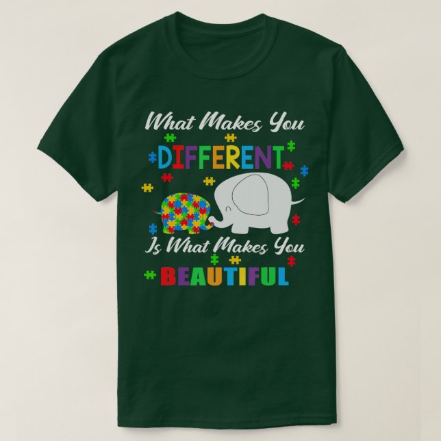 What Makes You Different Autism Child Elephant Mom T-Shirt (Design Front)