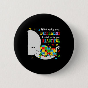 What Makes You Different Beautiful Elephant Autism Button