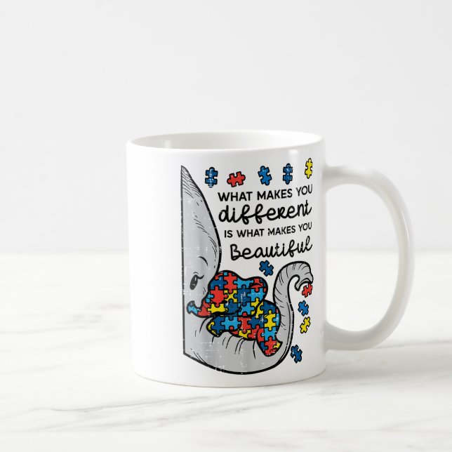 What Makes You Different Beautiful Elephant Autism Coffee Mug (Right)