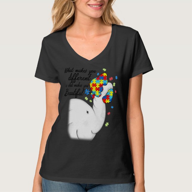 What Makes You Different Elephant Autistic Daughte T-Shirt (Front)