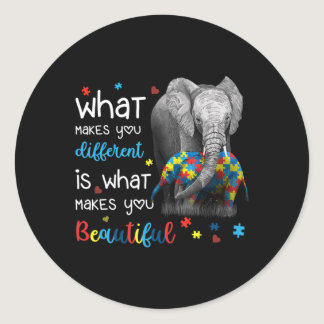 What Makes You Different Elephant Mom Autism Aware Classic Round Sticker