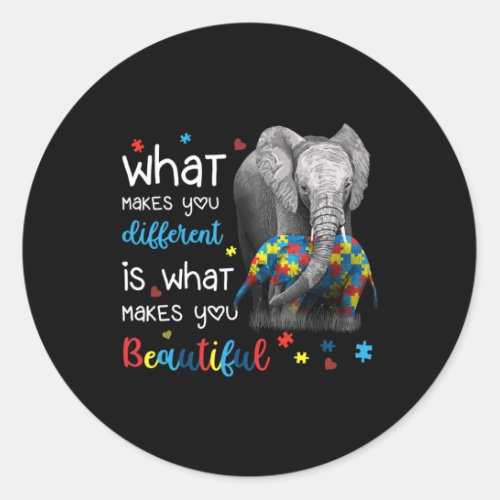 What Makes You Different Elephant Mom Autism Aware Classic Round Sticker