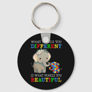 What Makes You Different Elephant Mom Autism Aware Keychain
