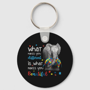 What Makes You Different Elephant Mom Autism Aware Keychain