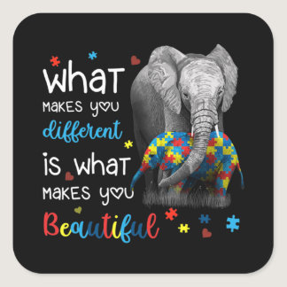 What Makes You Different Elephant Mom Autism Aware Square Sticker