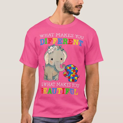 What Makes You Different Elephant Mom Autism Aware T_Shirt