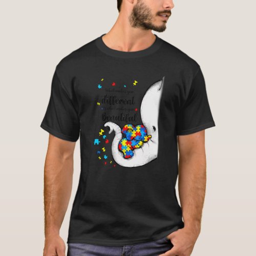 What Makes You Different Elephant Mom Autism Aware T_Shirt