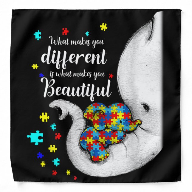 What Makes You Different Elephant Mom Autism Bandana (Front)