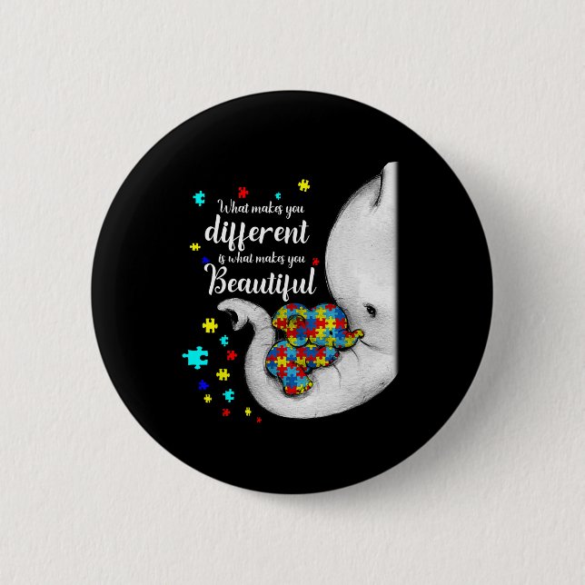 What Makes You Different Elephant Mom Autism Child Button (Front)