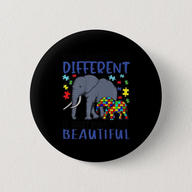 What Makes You Different Elephant Mom Autism Child Button (Front)
