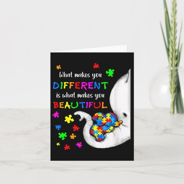 What Makes You Different Elephant Mom Autism Child Card (Front)