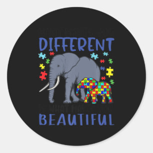 What Makes You Different Elephant Mom Autism Child Classic Round Sticker