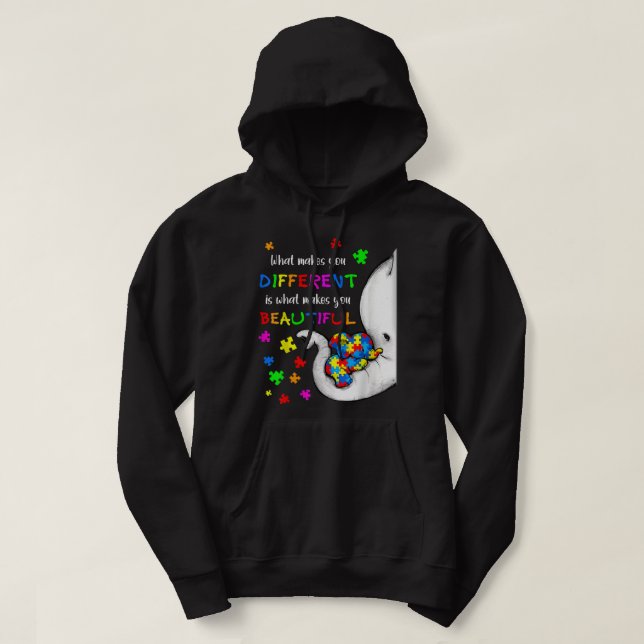 What Makes You Different Elephant Mom Autism Child Hoodie (Design Front)