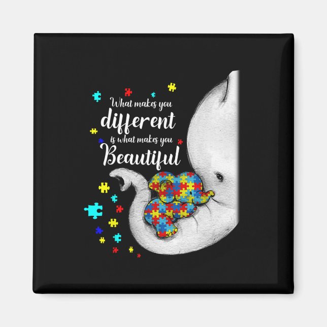 What Makes You Different Elephant Mom Autism Child Magnet (Front)