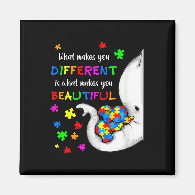 What Makes You Different Elephant Mom Autism Child Magnet (Front)